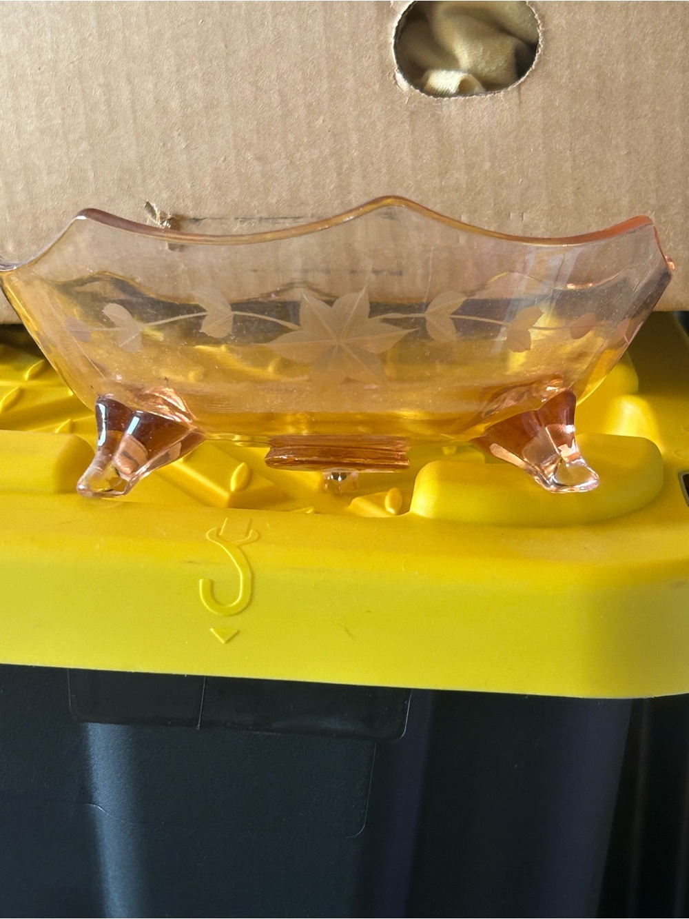 Vintage Lancaster Jubilee pink depression glass footed bowl